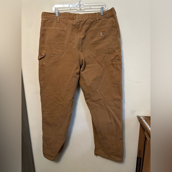 VTG Carhartt B111 Brown Carpenter Dungaree Pants Flannel Lined Duck Canvas 40x32 - Picture 5 of 5